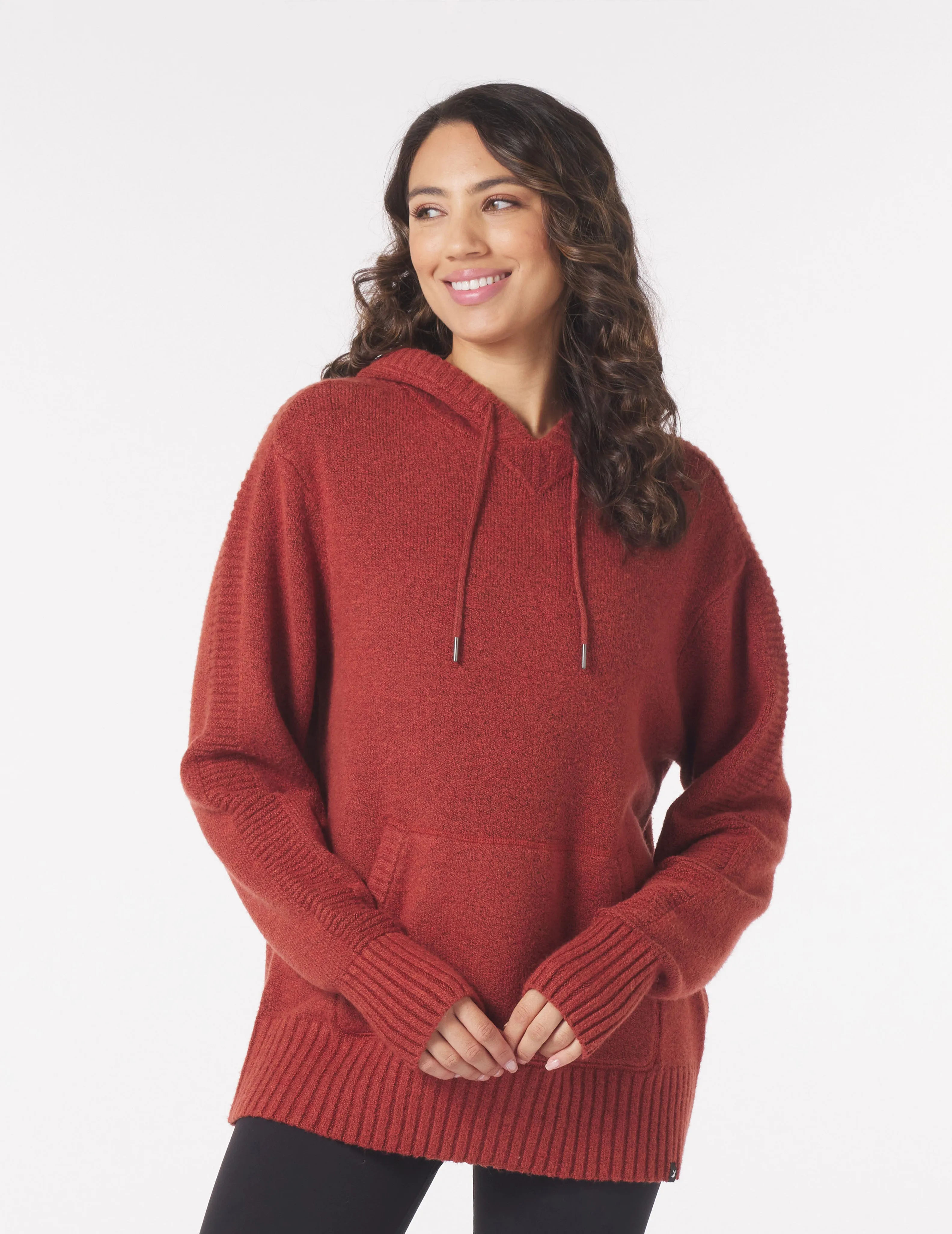 Knit Up Hoodie: Brick Red