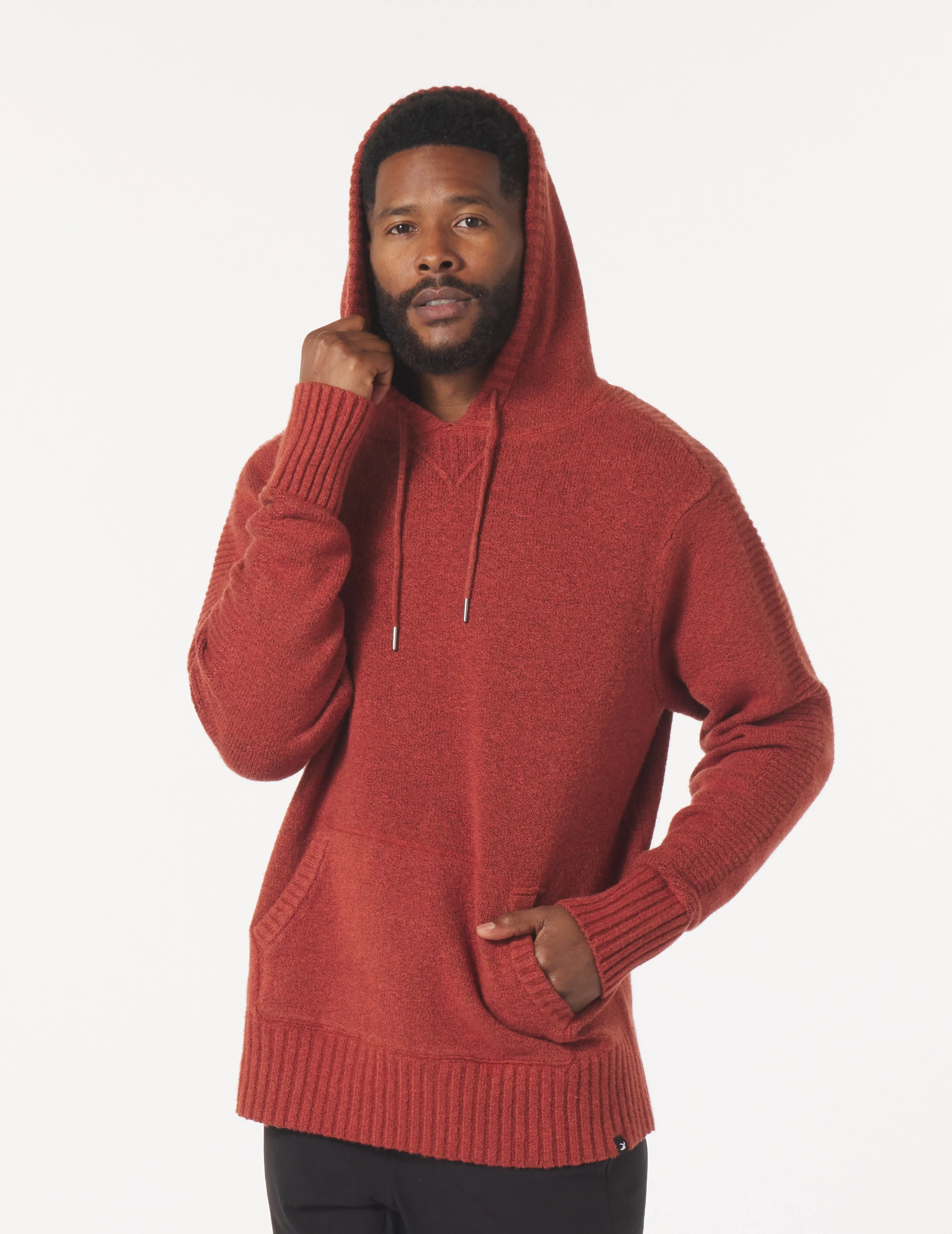 Knit Up Hoodie: Brick Red