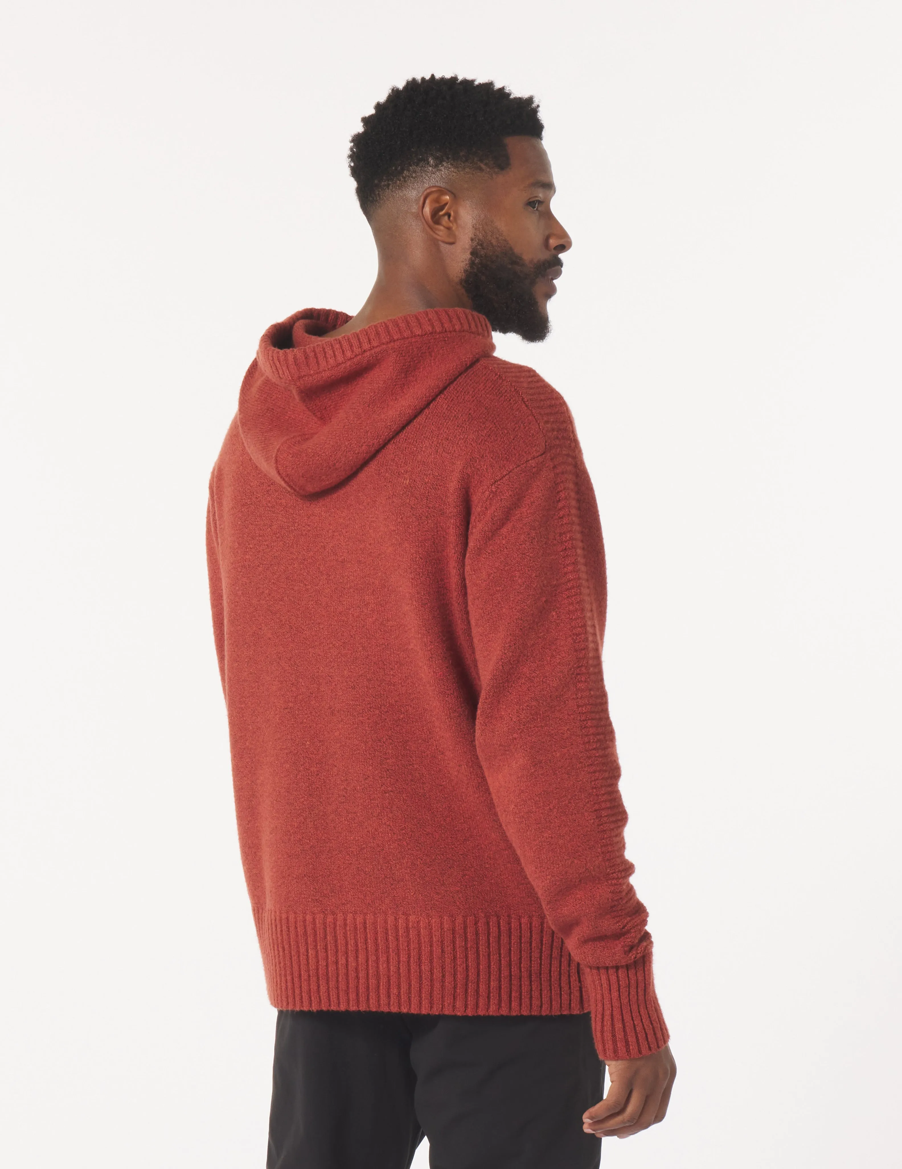 Knit Up Hoodie: Brick Red