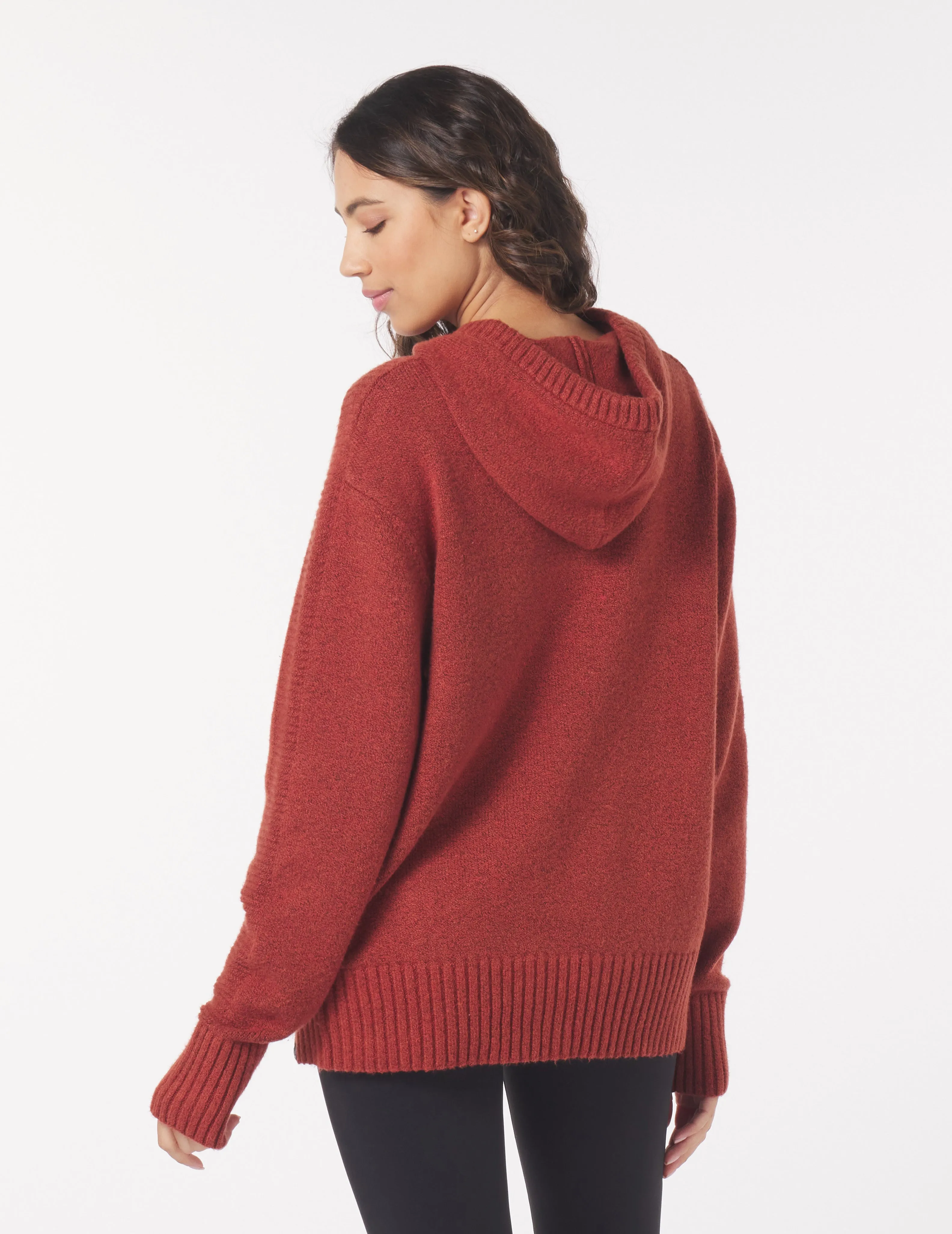 Knit Up Hoodie: Brick Red