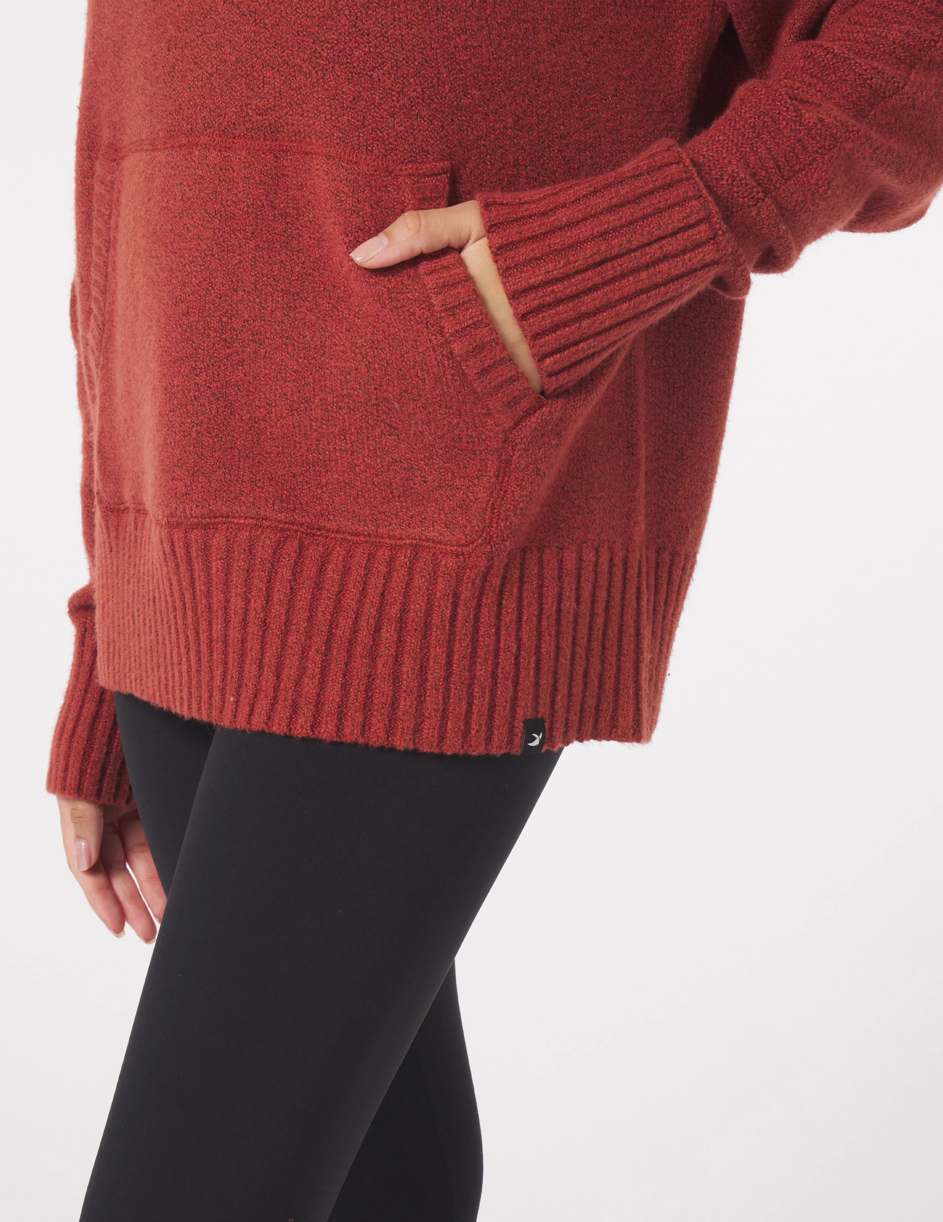 Knit Up Hoodie: Brick Red