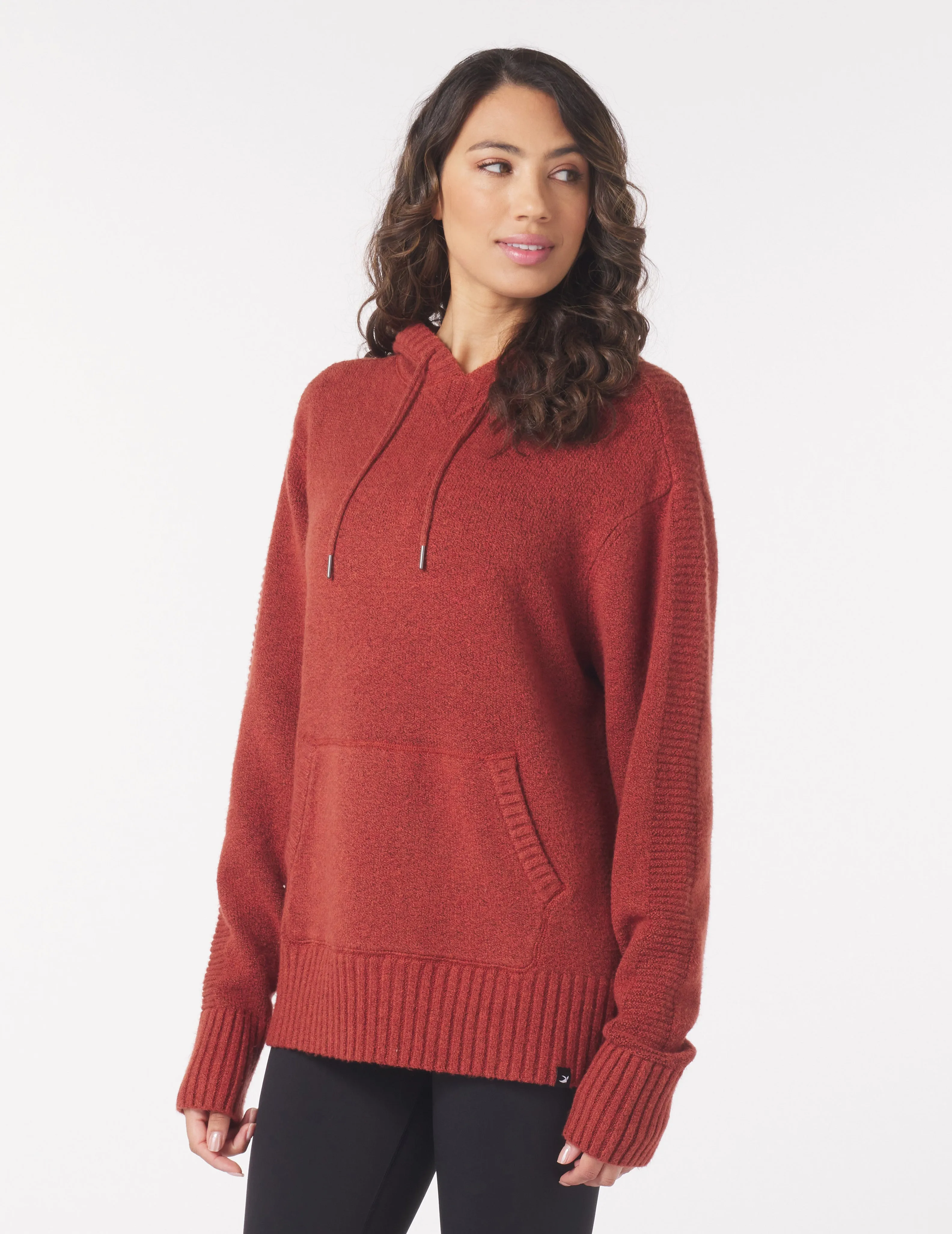 Knit Up Hoodie: Brick Red