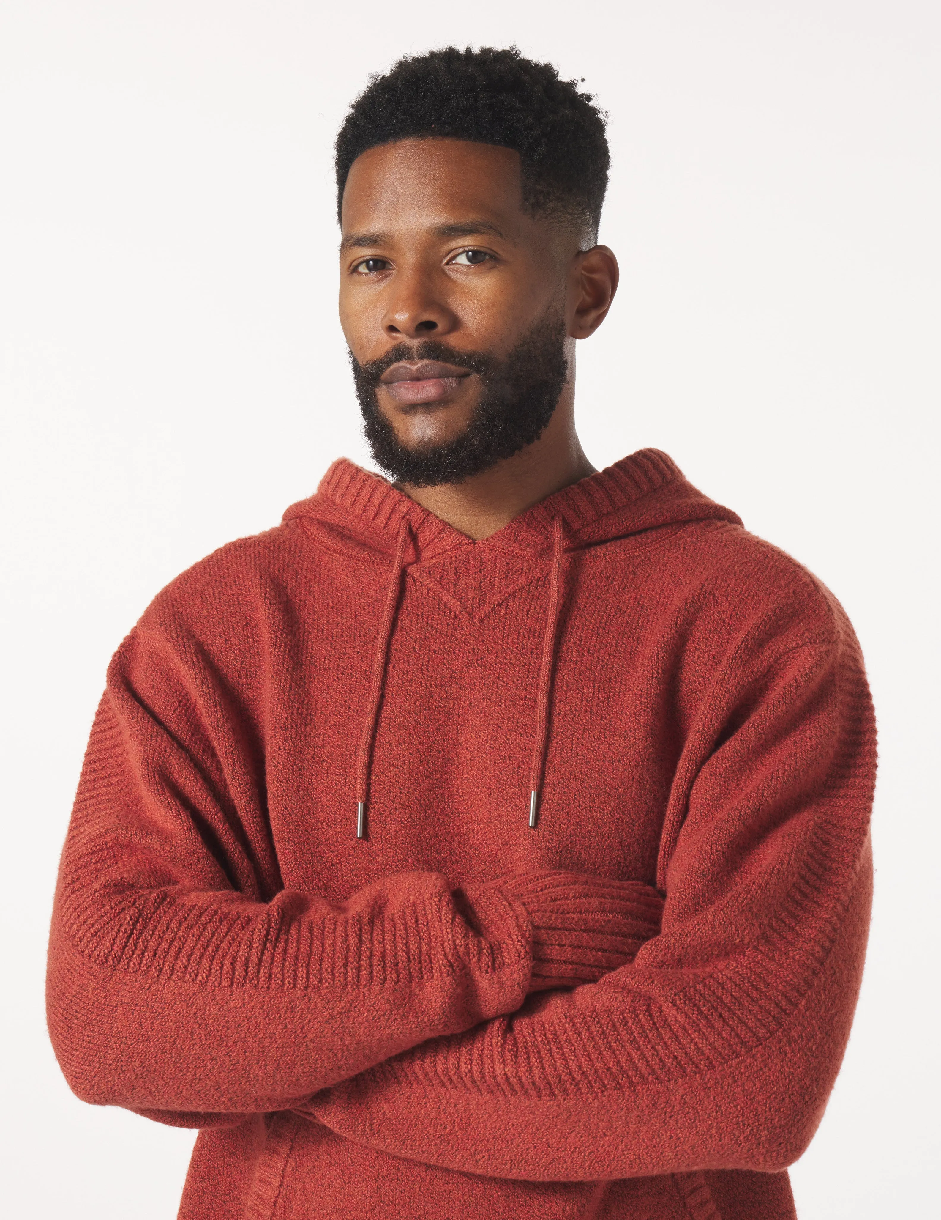 Knit Up Hoodie: Brick Red