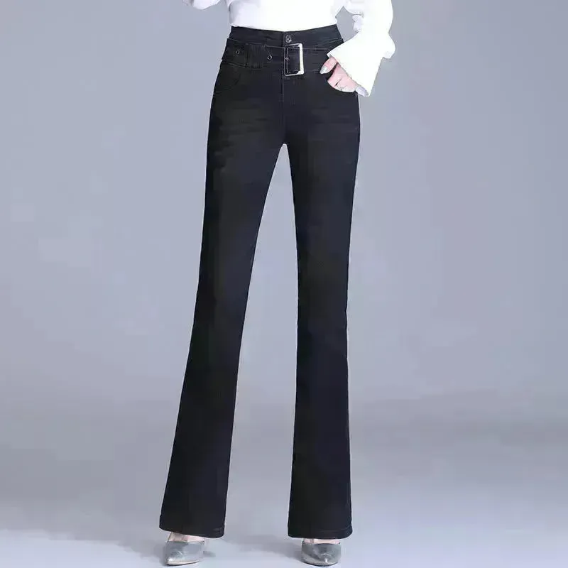 Korean Style Bootcut High-Waisted High Cotton Casual Jeans