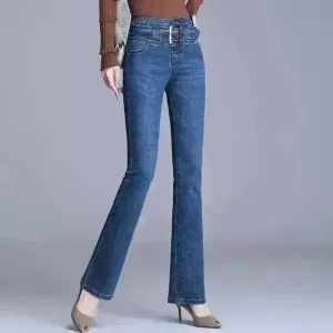 Korean Style Bootcut High-Waisted High Cotton Casual Jeans