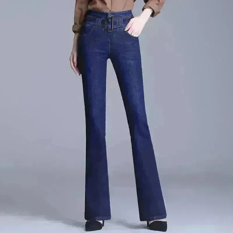 Korean Style Bootcut High-Waisted High Cotton Casual Jeans