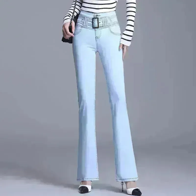 Korean Style Bootcut High-Waisted High Cotton Casual Jeans