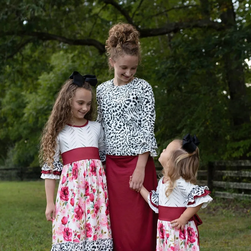 Ladies Crimson Midi Skirts