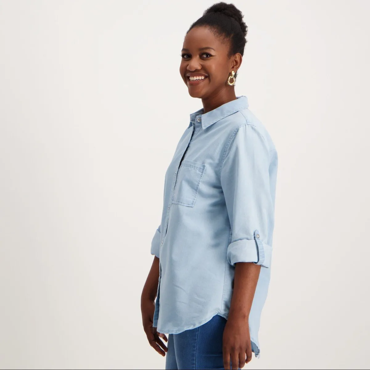 Ladies Light Blue Denim Skirt