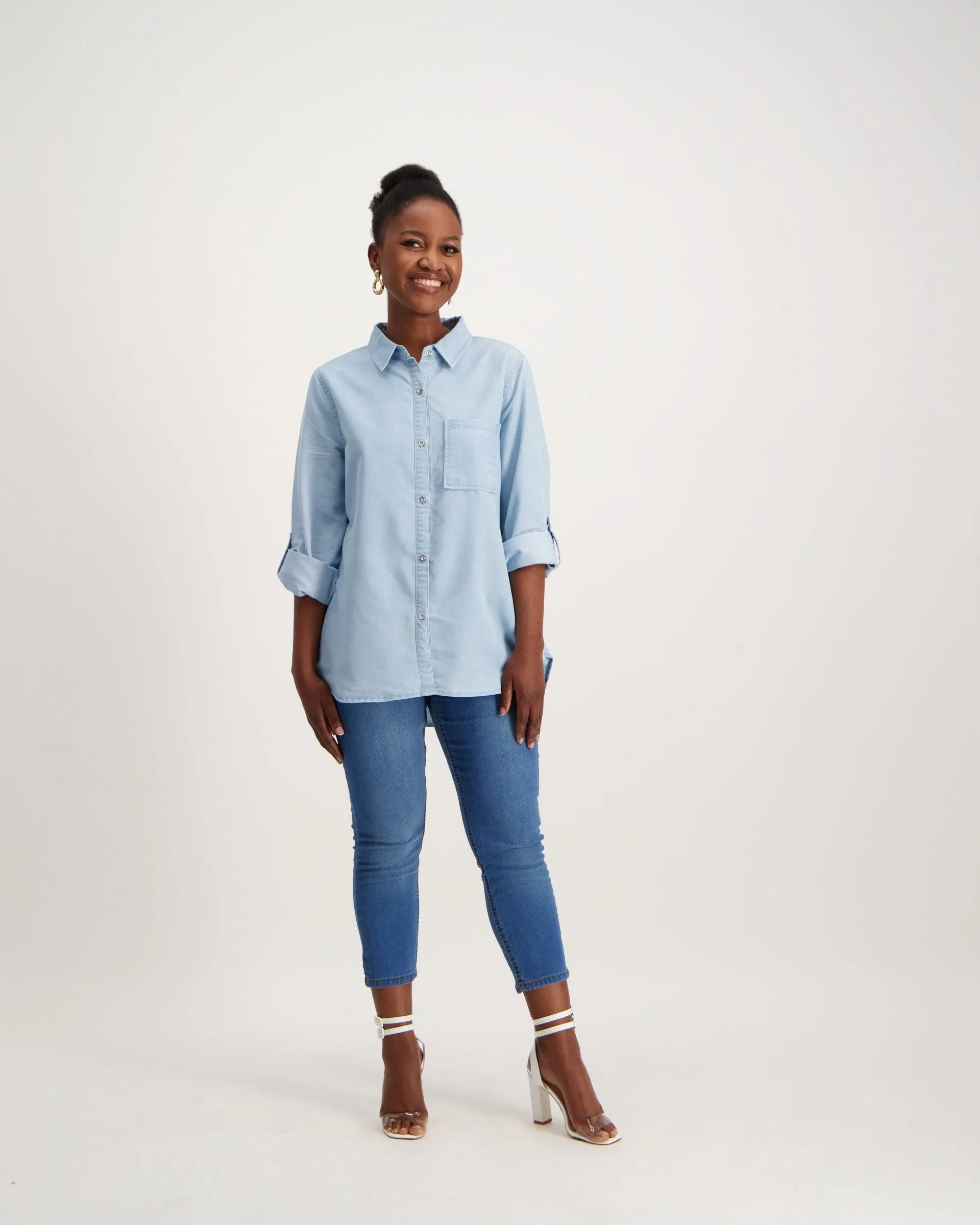 Ladies Light Blue Denim Skirt