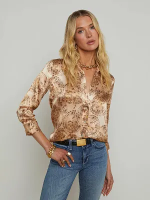 L'AGENCE - Dani 3/4 Sleeve Blouse in Vintage White Multi Parasol