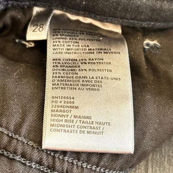 L'Agence Margot Skinny Jeans Women Sz 28 Midnight Contrast Stretch High Waist