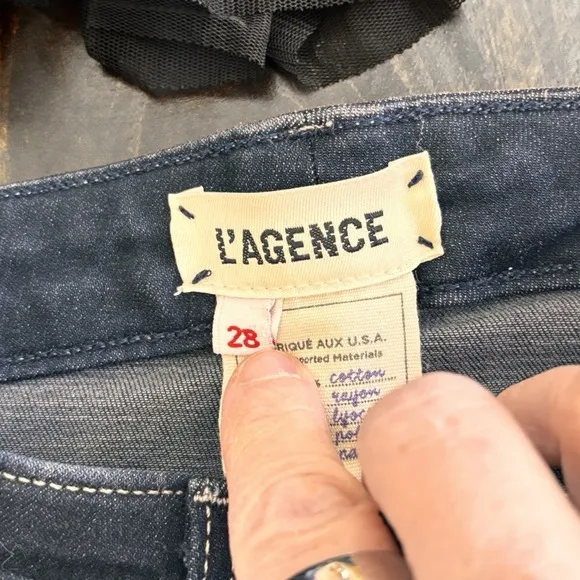 L'Agence Margot Skinny Jeans Women Sz 28 Midnight Contrast Stretch High Waist