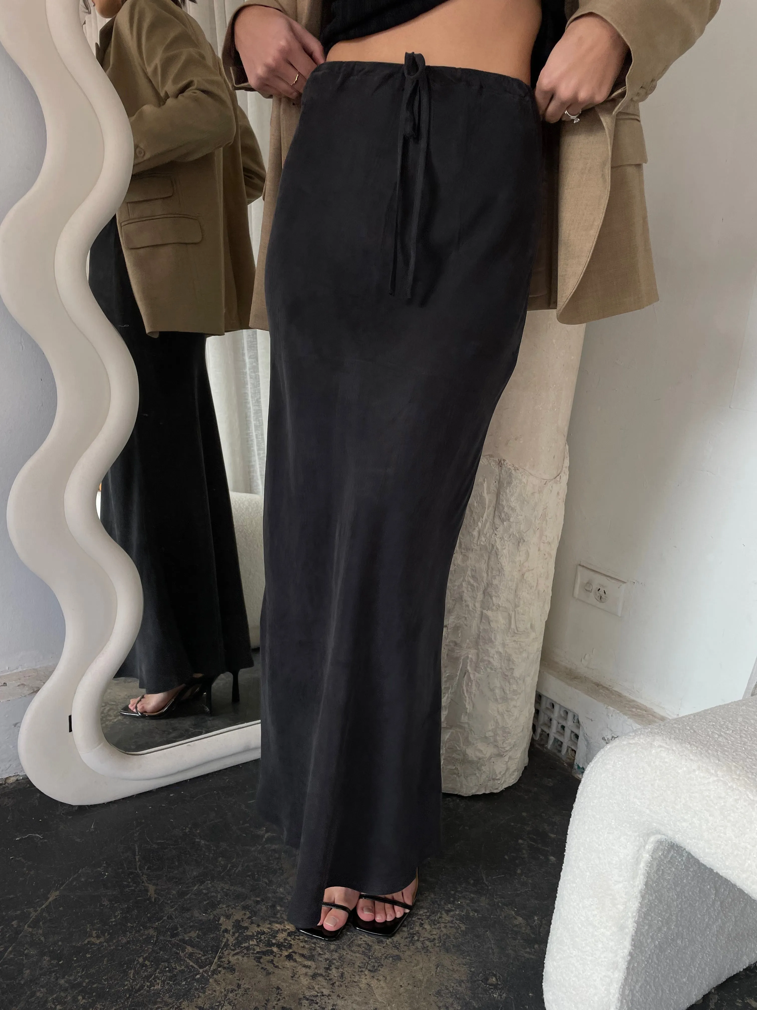 Lara Cupro Maxi Slip Skirt