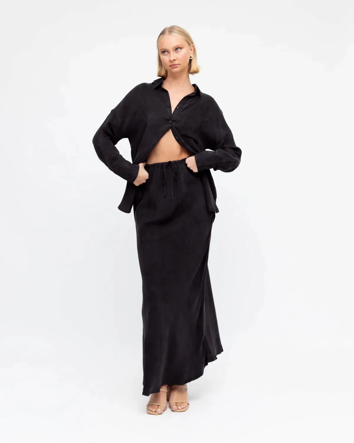 Lara Cupro Maxi Slip Skirt