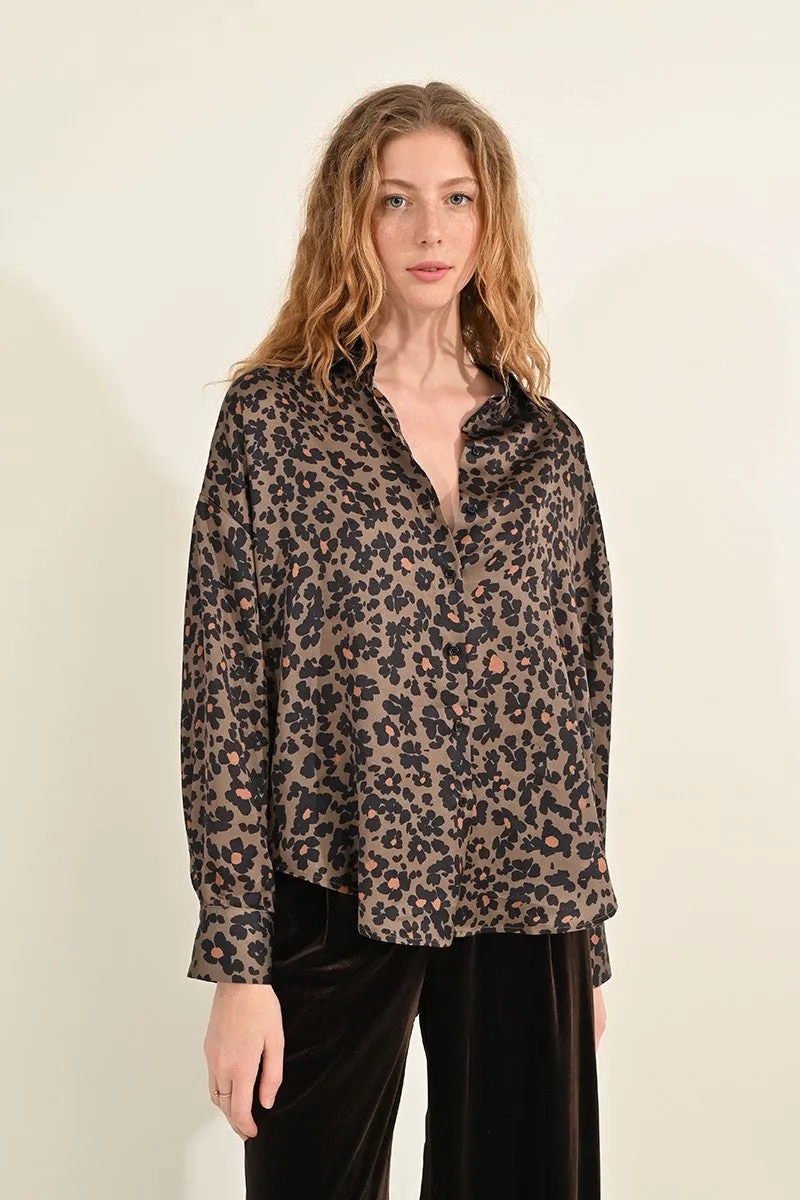 Leopard Satin Top