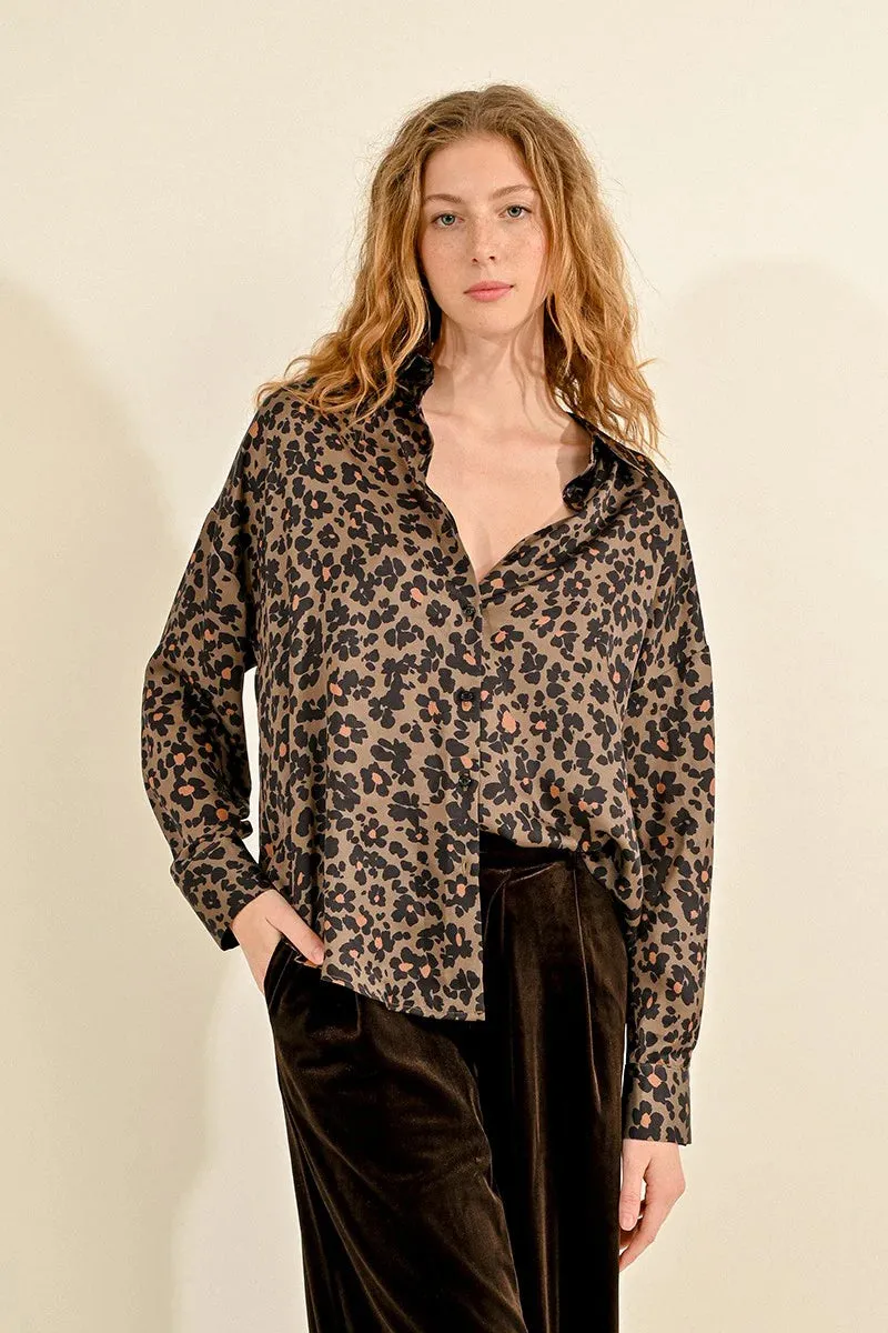 Leopard Satin Top