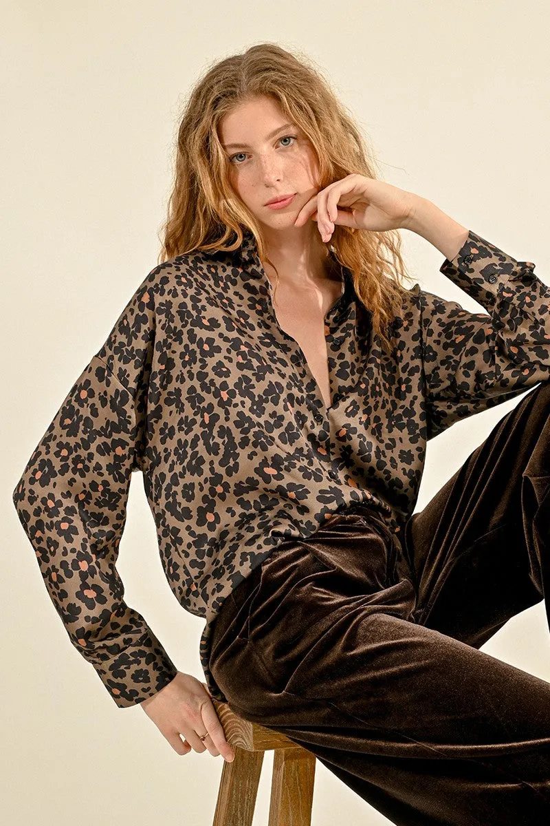 Leopard Satin Top