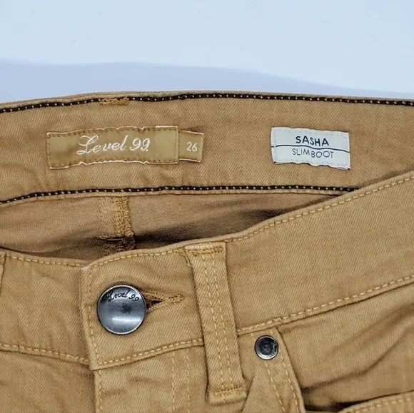 Level 99 Sasha Mustard Yellow Slim Bootcut Jeans