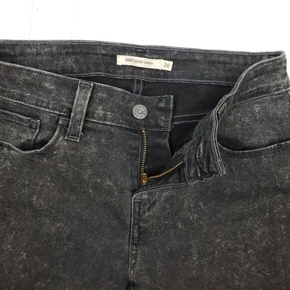 Levi's 535 Super Skinny Jeans Mid Rise Ankle Length Cropped Zipfly  Size 26
