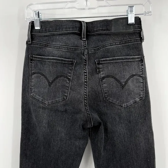 Levi's 720 High Rise Super Skinny Jeans in Subtle Art Washed Black Sz 26 Raw Hem