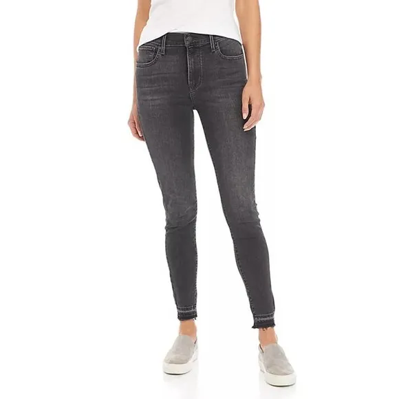 Levi's 720 High Rise Super Skinny Jeans in Subtle Art Washed Black Sz 26 Raw Hem