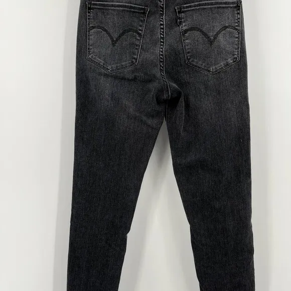 Levi's 720 High Rise Super Skinny Jeans in Subtle Art Washed Black Sz 26 Raw Hem