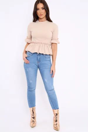 Light Blue Denim Distressed Skinny Jeans - Emberlie