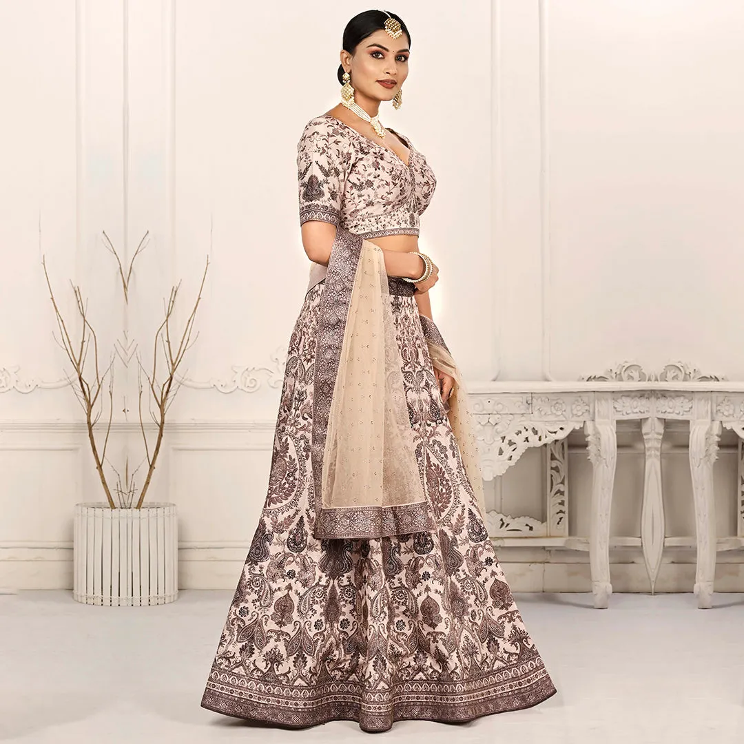 Light Cream Shimmer Lehenga Set