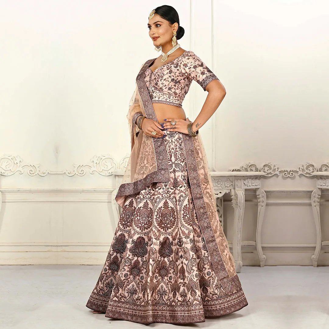 Light Cream Shimmer Lehenga Set