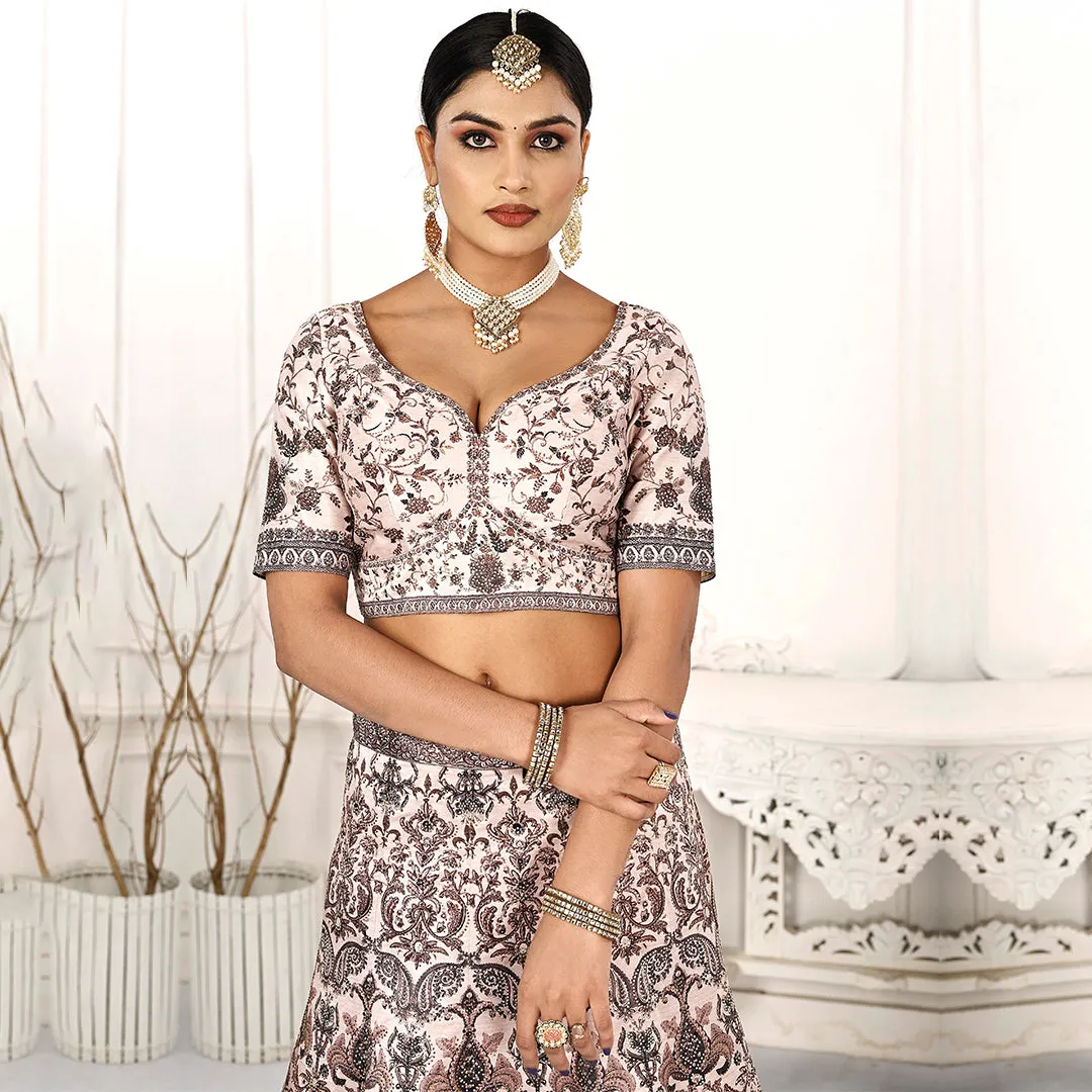 Light Cream Shimmer Lehenga Set