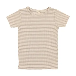 Lil Legs Ribbed T-Shirt Short Sleeve - Tan Stripe