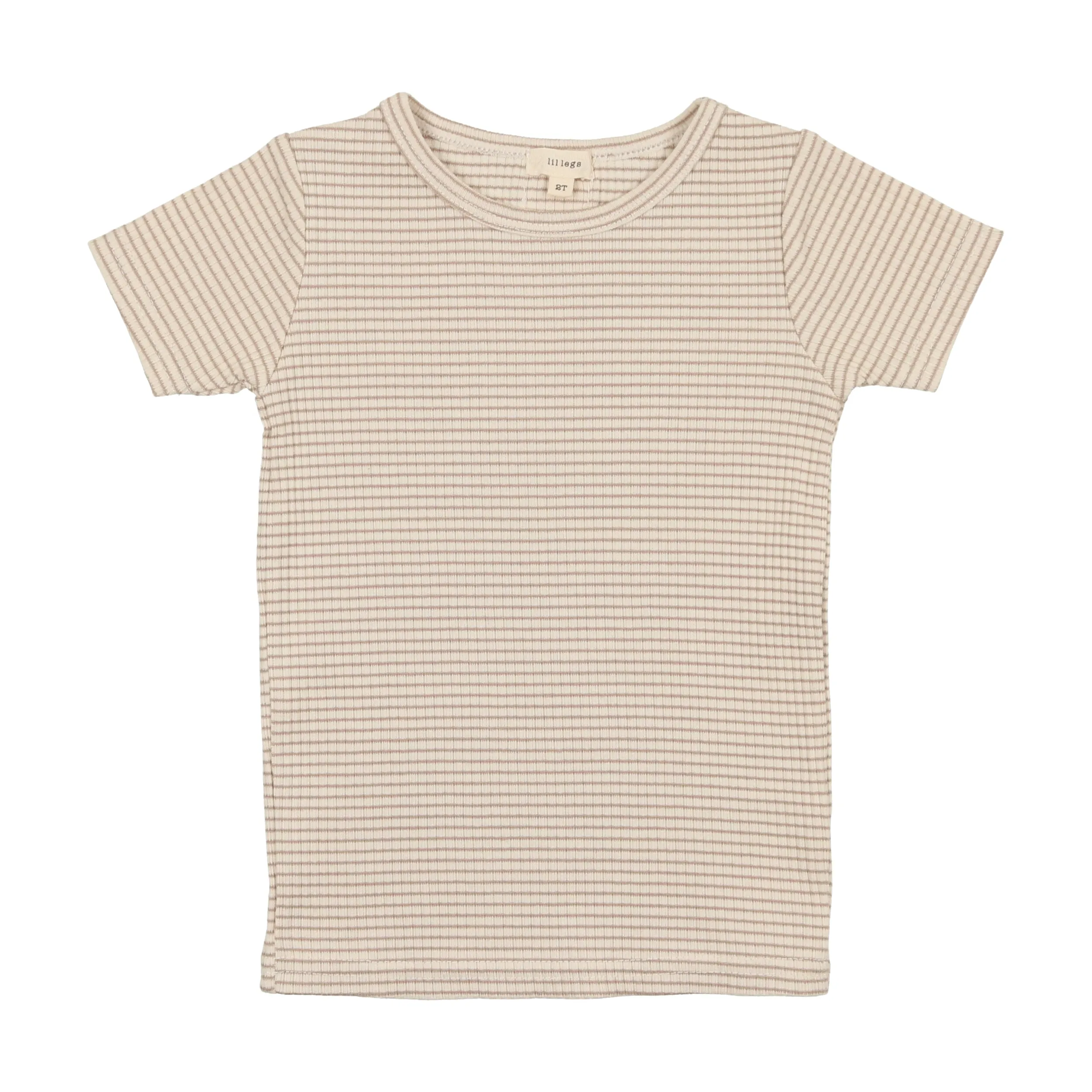 Lil Legs Ribbed T-Shirt Short Sleeve - Tan Stripe
