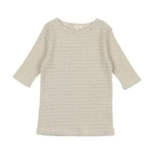 Lil Legs Ribbed T-Shirt Three Quarter Sleeve - Green Stripe