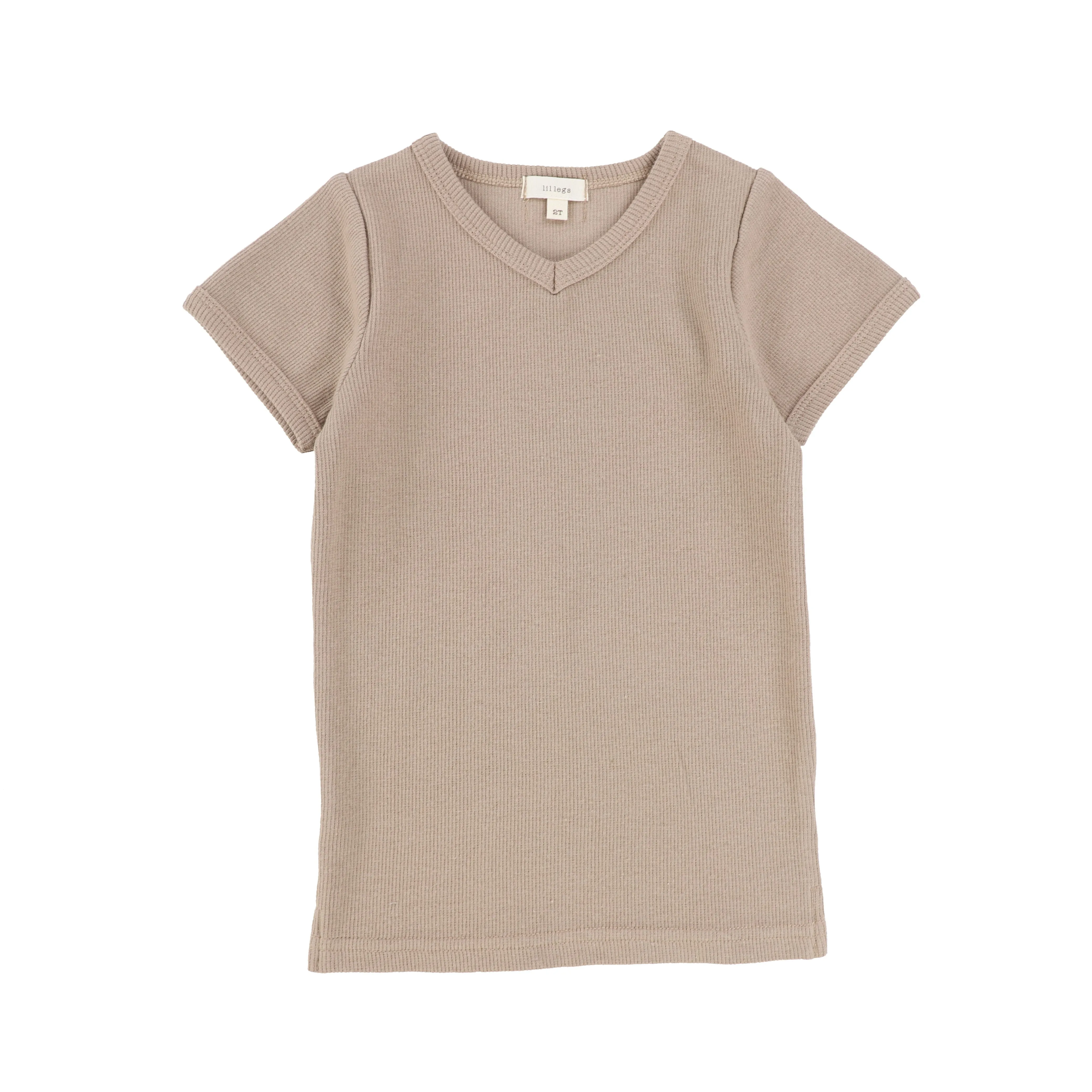 Lil Legs Ribbed V-Tee - Latte