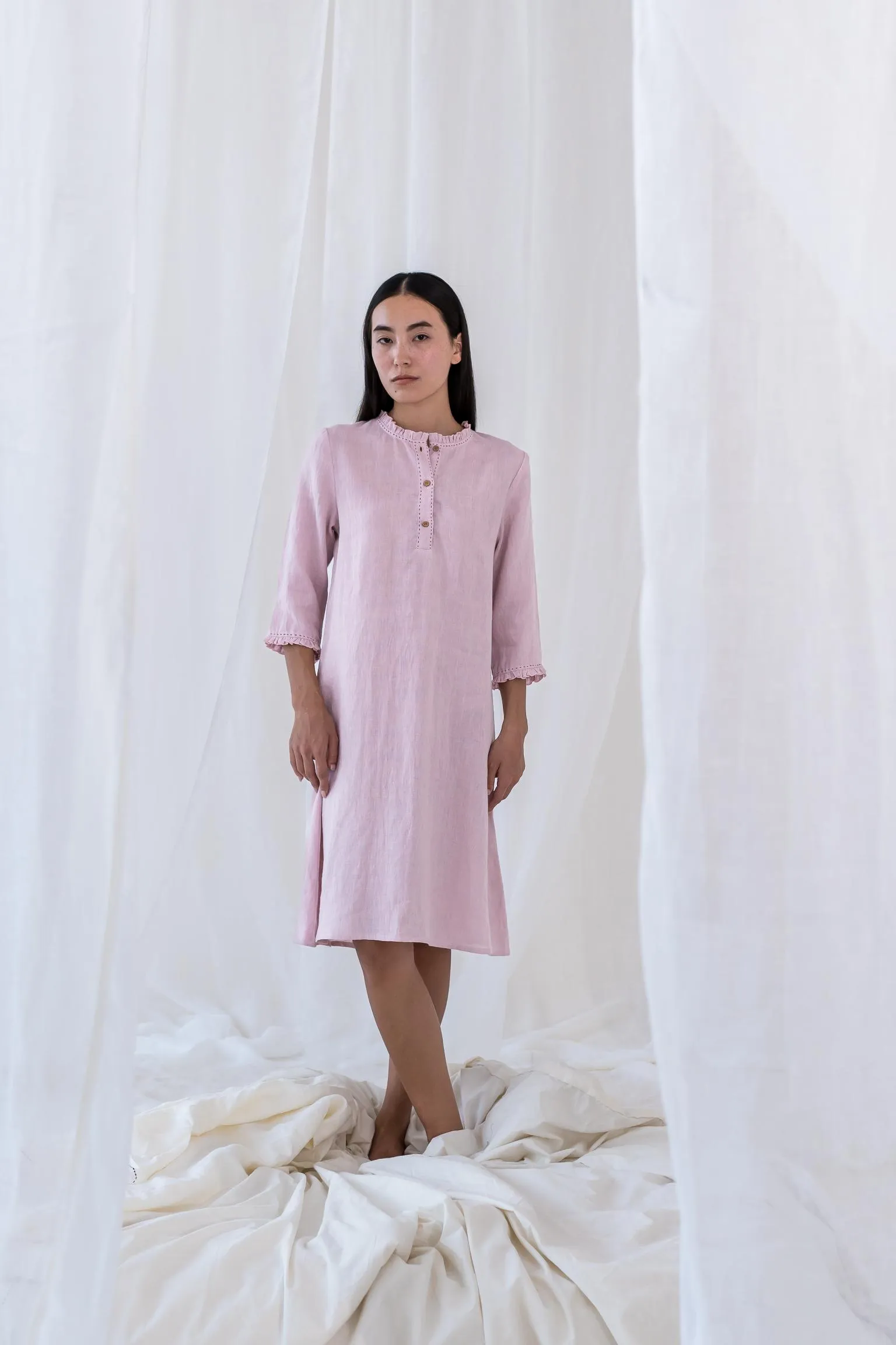 Linen Amber A-Line Dress-Misty Lilac