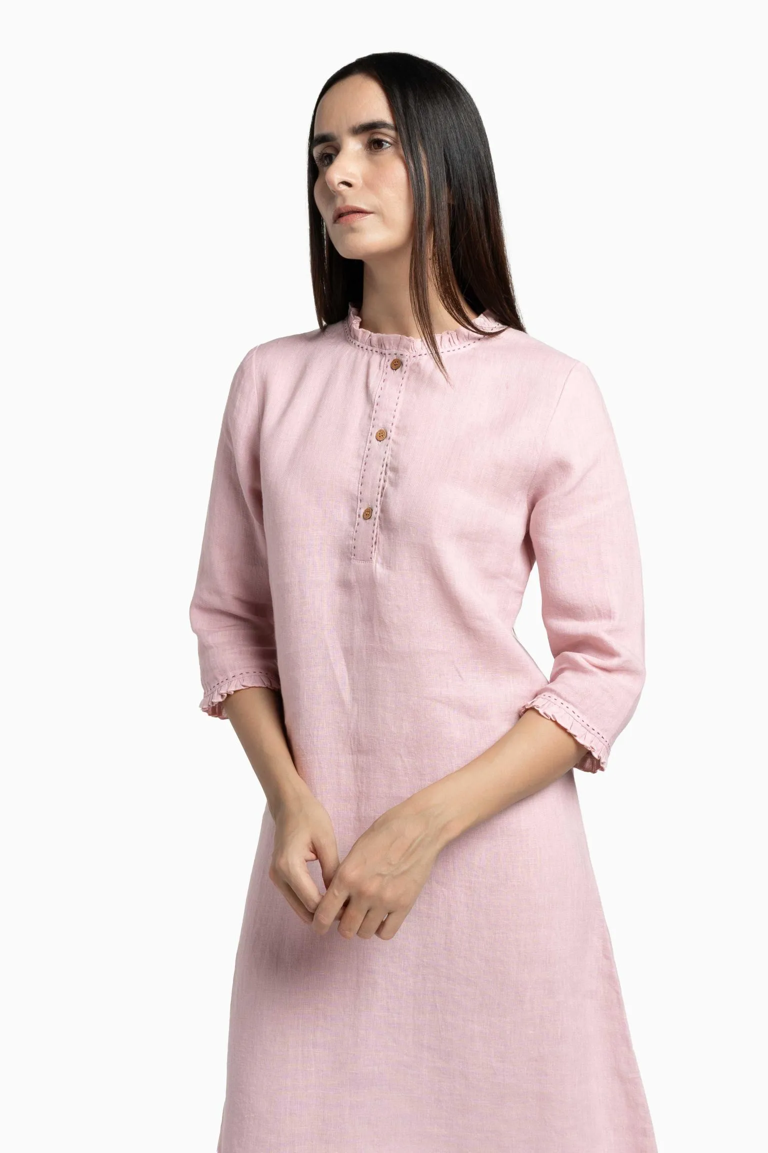 Linen Amber A-Line Dress-Pacific Blue