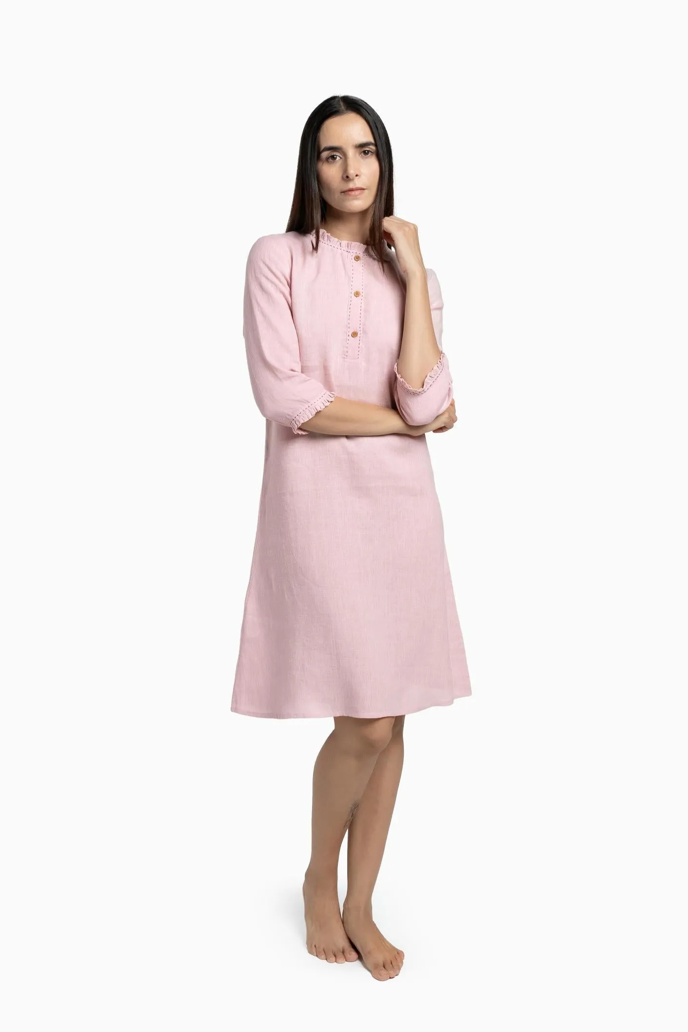 Linen Amber A-Line Dress-Pacific Blue
