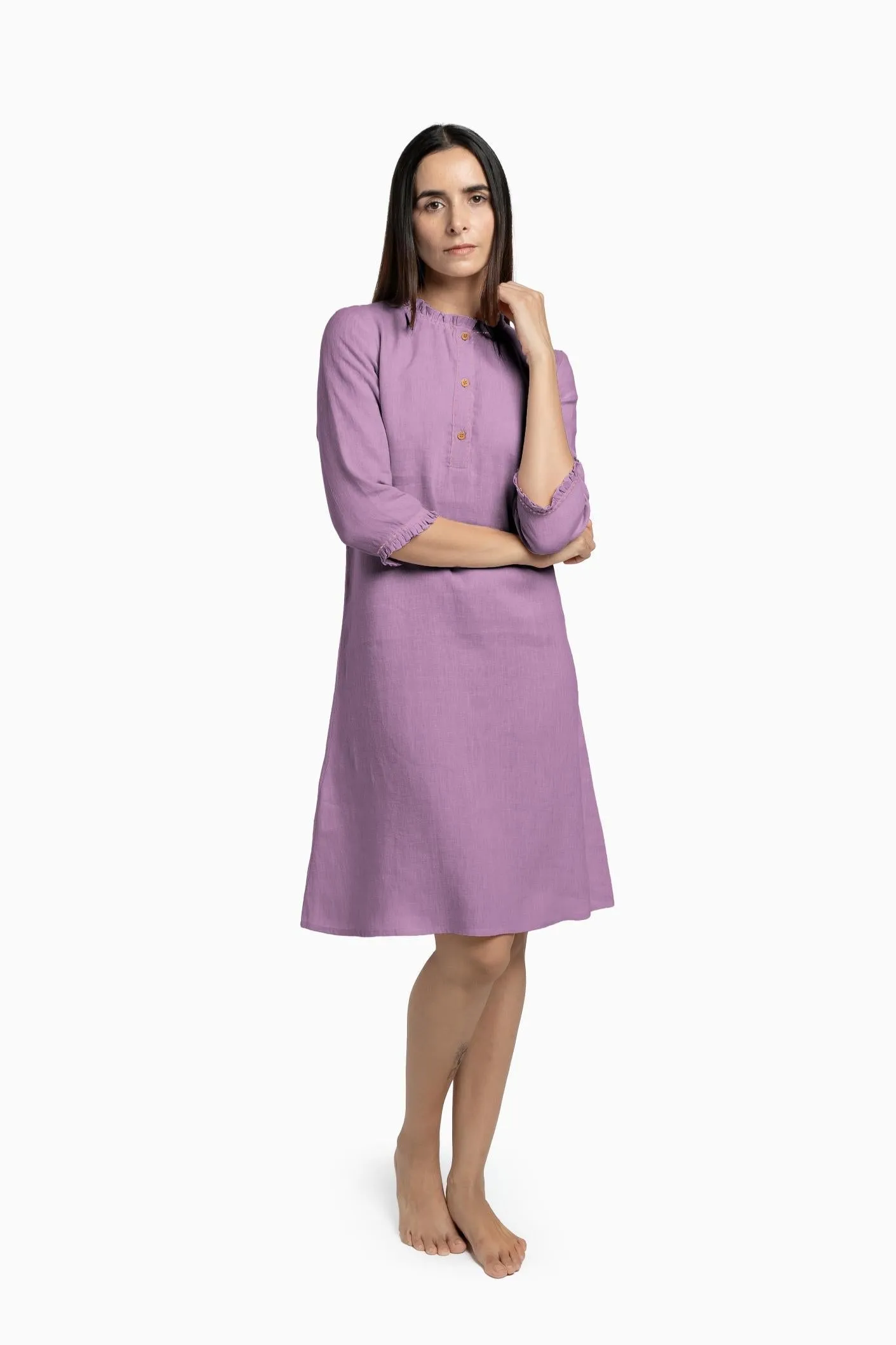 Linen Amber A-Line Dress-Pacific Blue