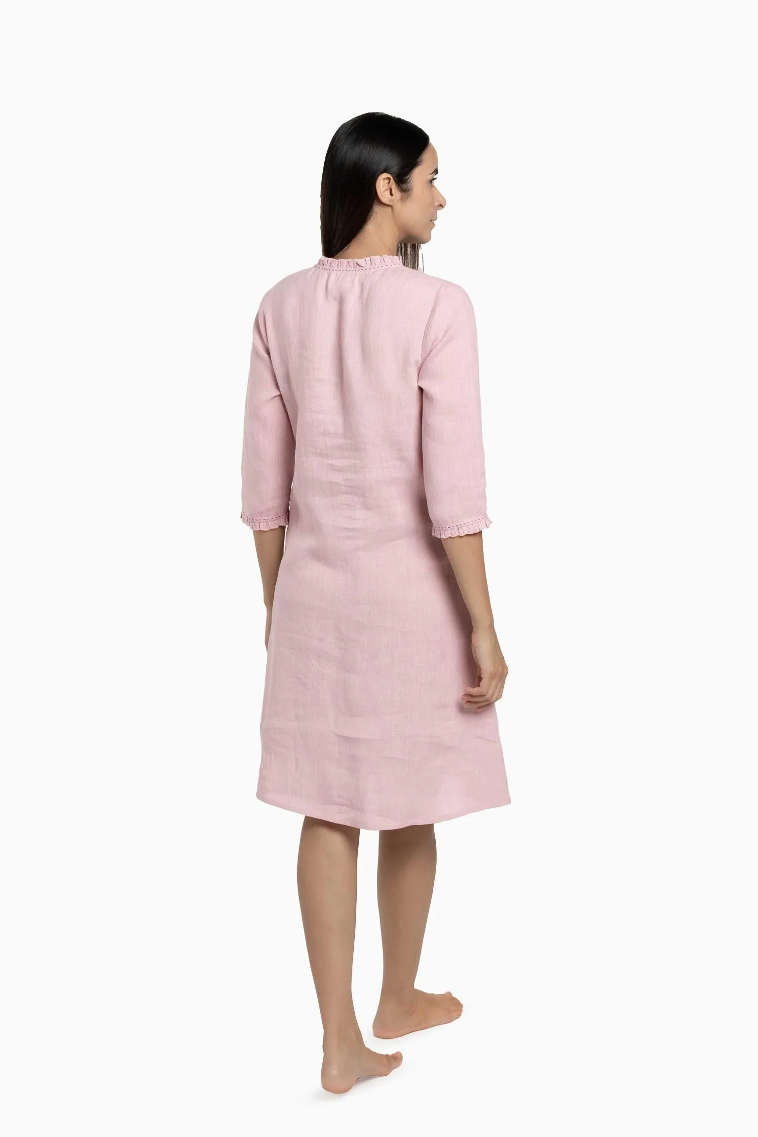 Linen Amber A-Line Dress-Pacific Blue