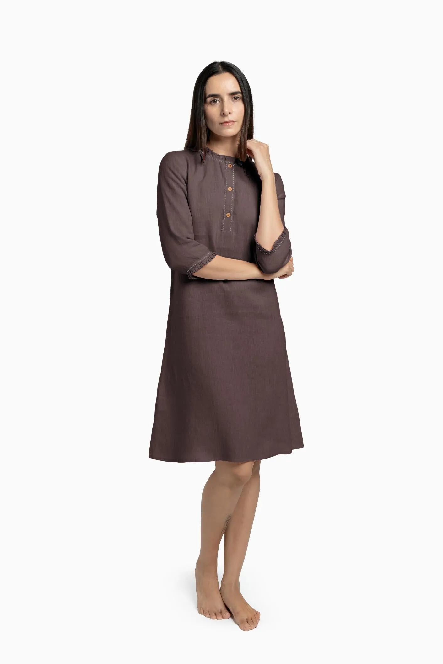 Linen Amber A-Line Dress-Pacific Blue