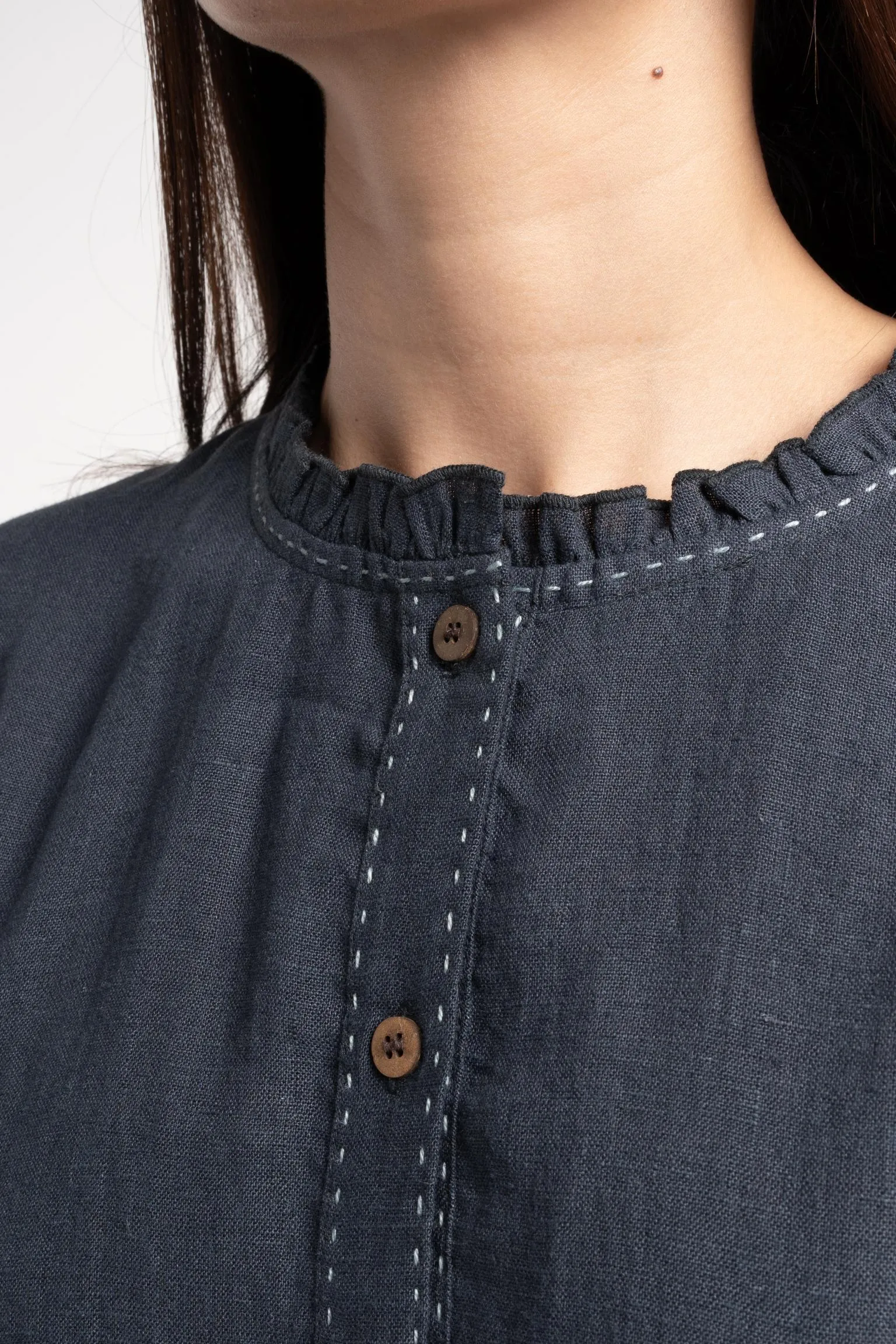 Linen Amber A-Line Dress-Stormy Blue