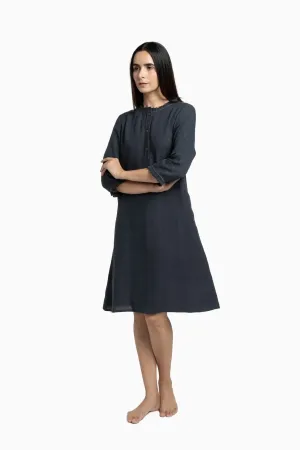 Linen Amber A-Line Dress-Stormy Blue