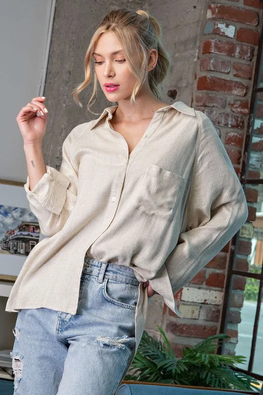 Linen Button Down Top - Final Sale