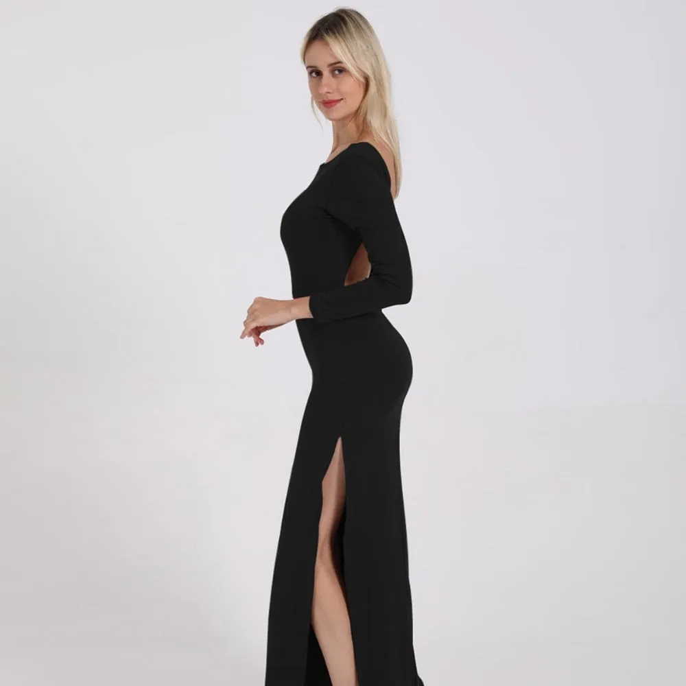 Long Sleeve Elegant Party/Bridal Maxi Dress Side High Split Backless And Sexy
