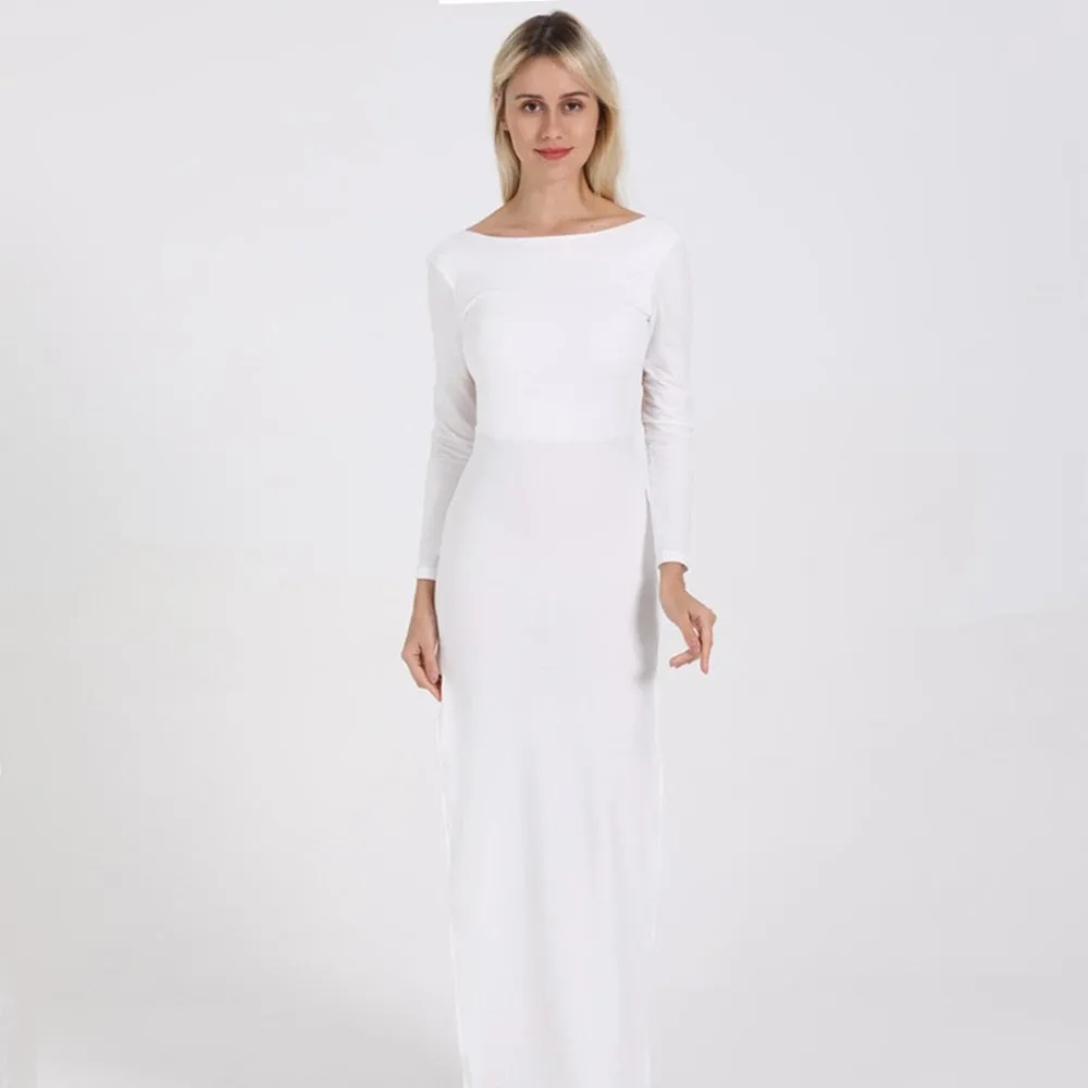 Long Sleeve Elegant Party/Bridal Maxi Dress Side High Split Backless And Sexy