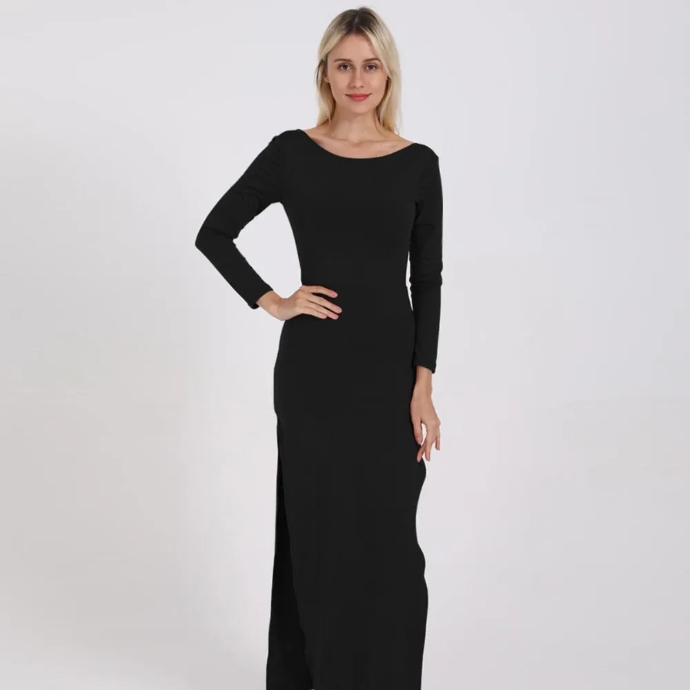 Long Sleeve Elegant Party/Bridal Maxi Dress Side High Split Backless And Sexy