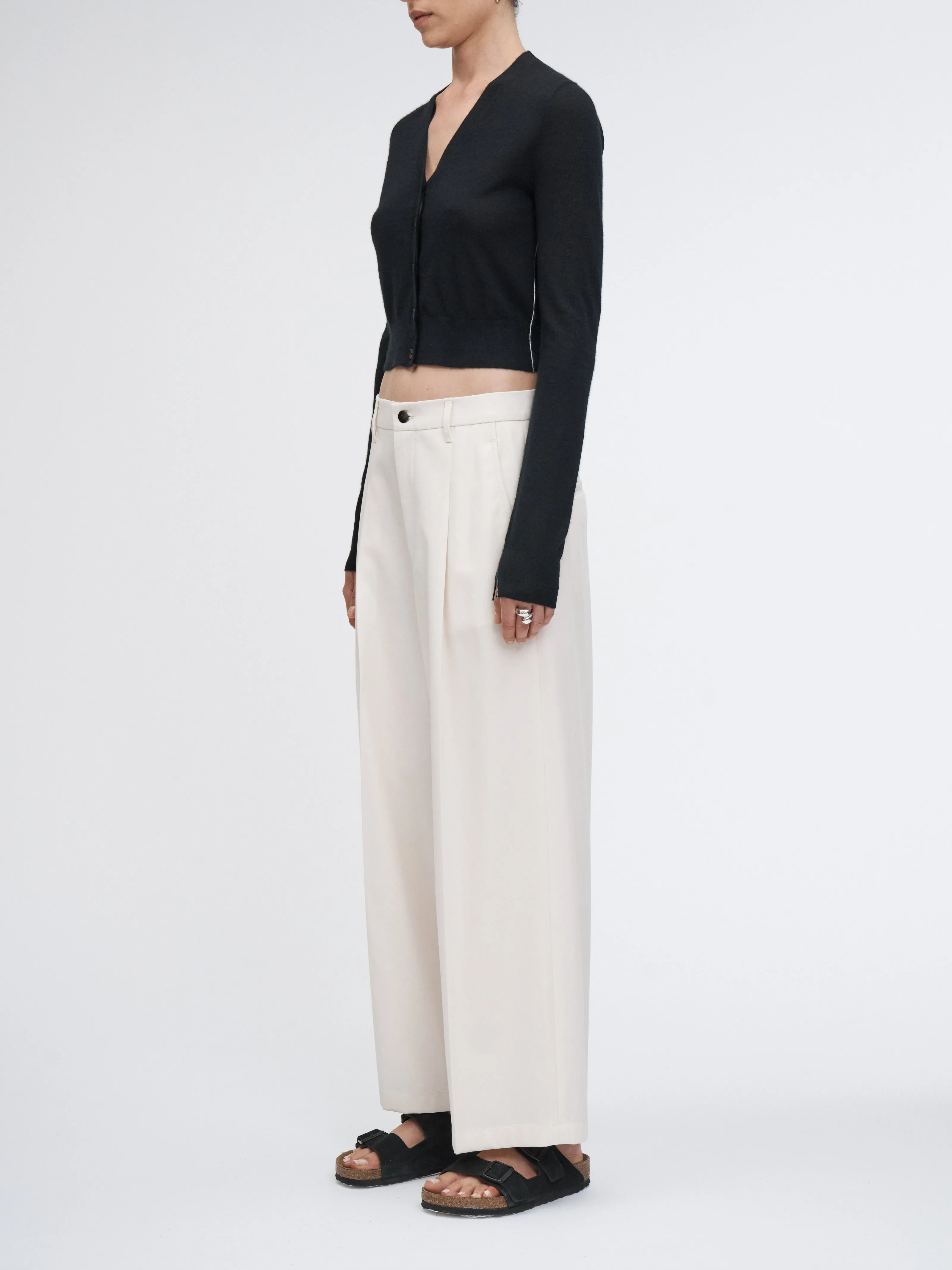 Long Sleeve Shrunken Cardigan in Black