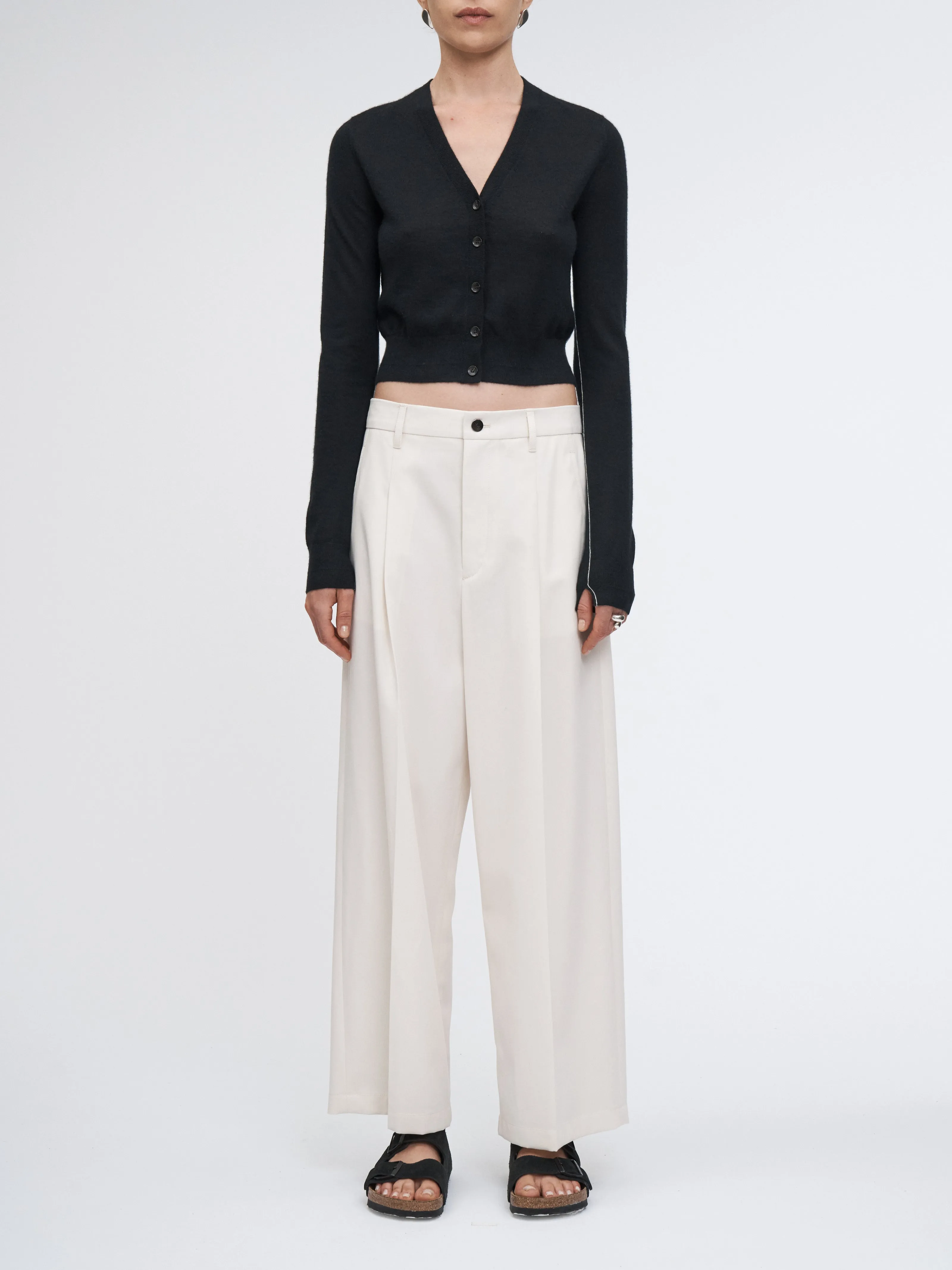 Long Sleeve Shrunken Cardigan in Black
