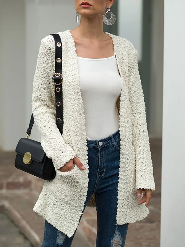 Long Solid Color Sweater Cardigan